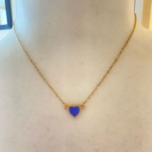 Kate Spade Blue Enamel Heart Necklace - Picture 1 of 3